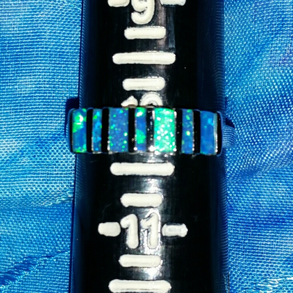 Sterling silver blue opal ring